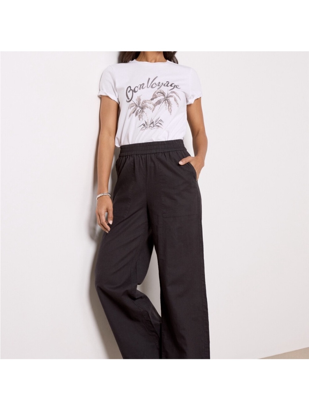 Michael Stars ✨ NWT $148 Shae Wide Leg Linen Pant ~Size Medium Nocturnal Blue